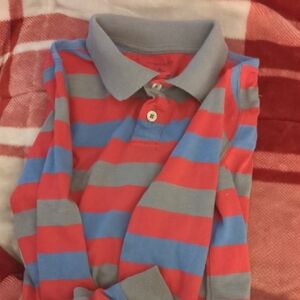 Striped Kids Polo Shirt - Red and Blue